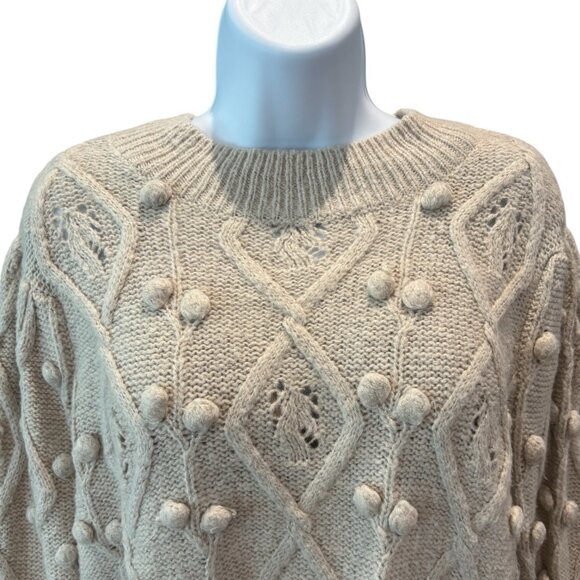 Chelsea & Violet Pom Pom Textured Knit Sweater | Cream XL Cottagecore Cozy - Picture 2 of 5